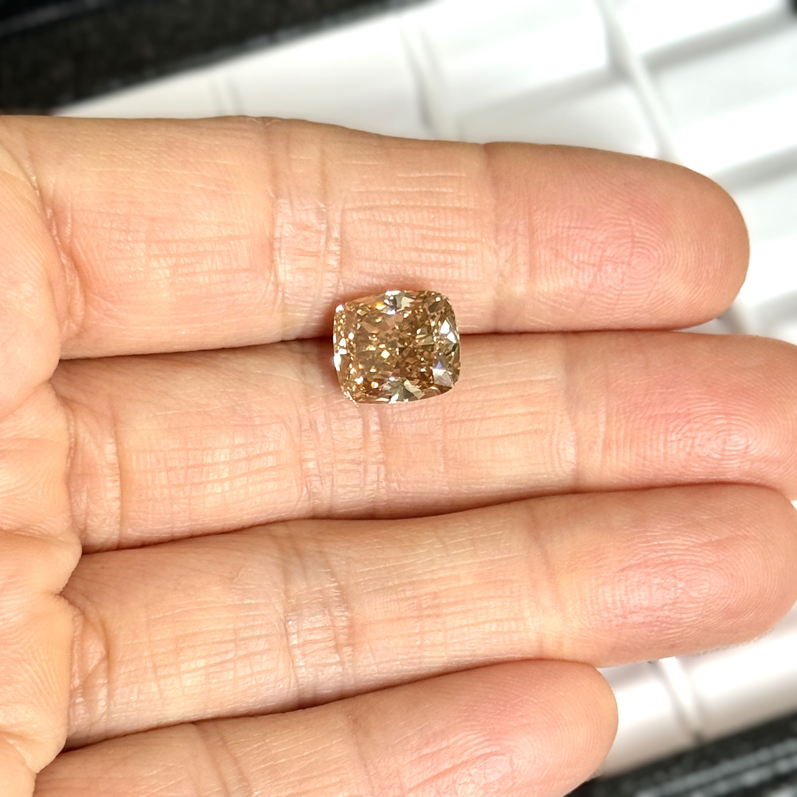 Champagne Diamond 4.61ct Cushion VS1