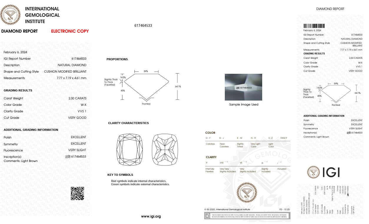 Champagne Diamond 2.30ct Cushion VVS1
