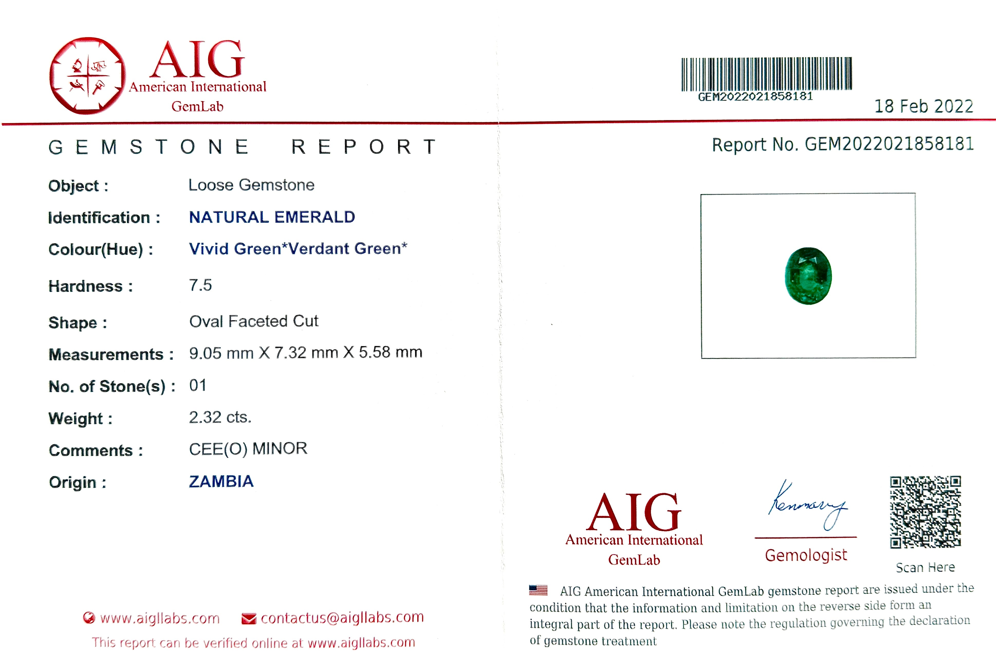 Emerald 2.32ct Oval