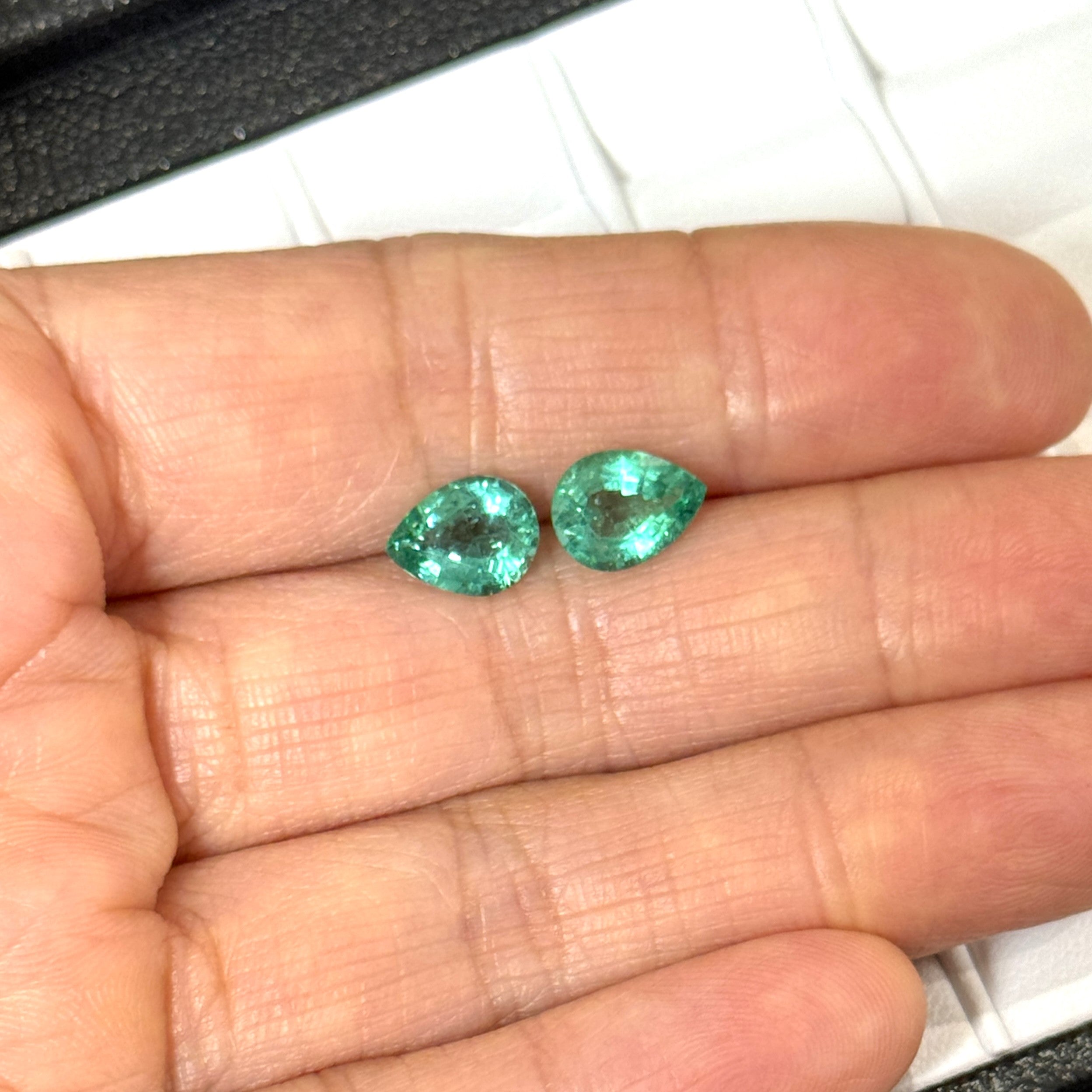 Emerald 2.63ct Pear Pair 2 =