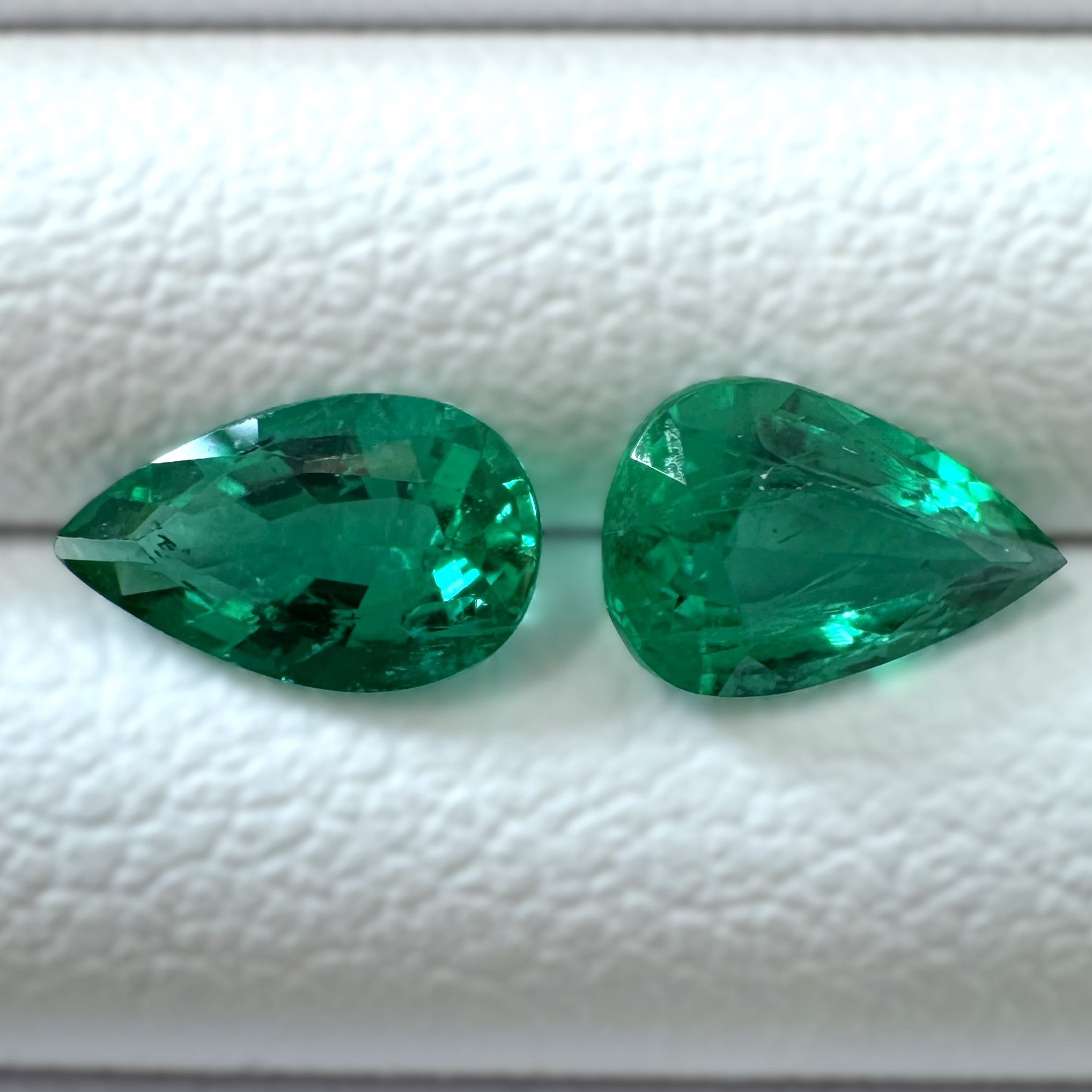 Emerald 1.37ct Pear Pair 2 =