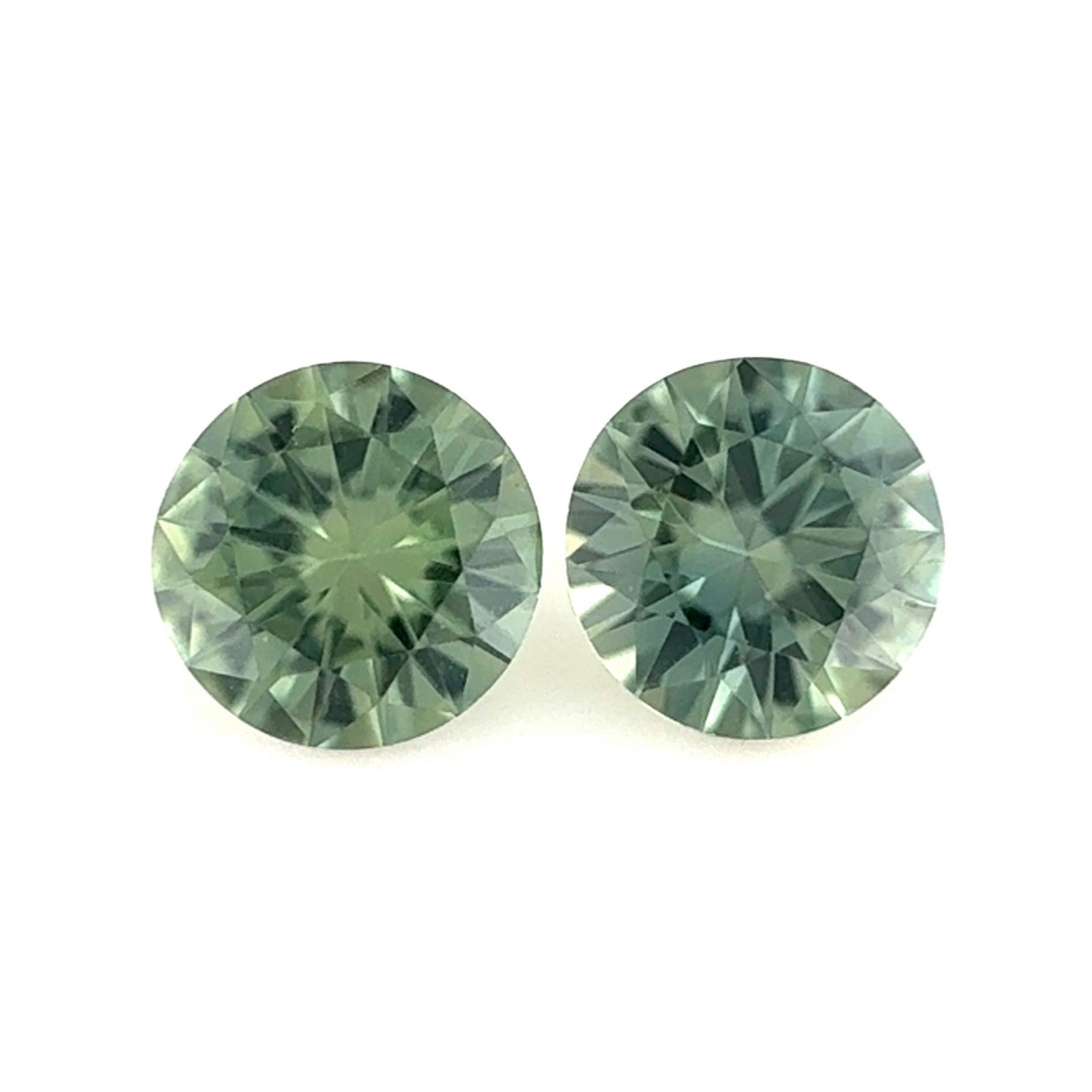 Green Sapphire 1.02ct Round Pair 2 =