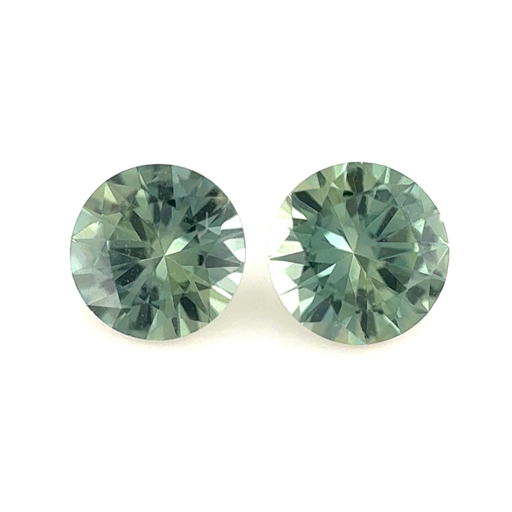 Green Sapphire 1.00ct Round Pair 2 =