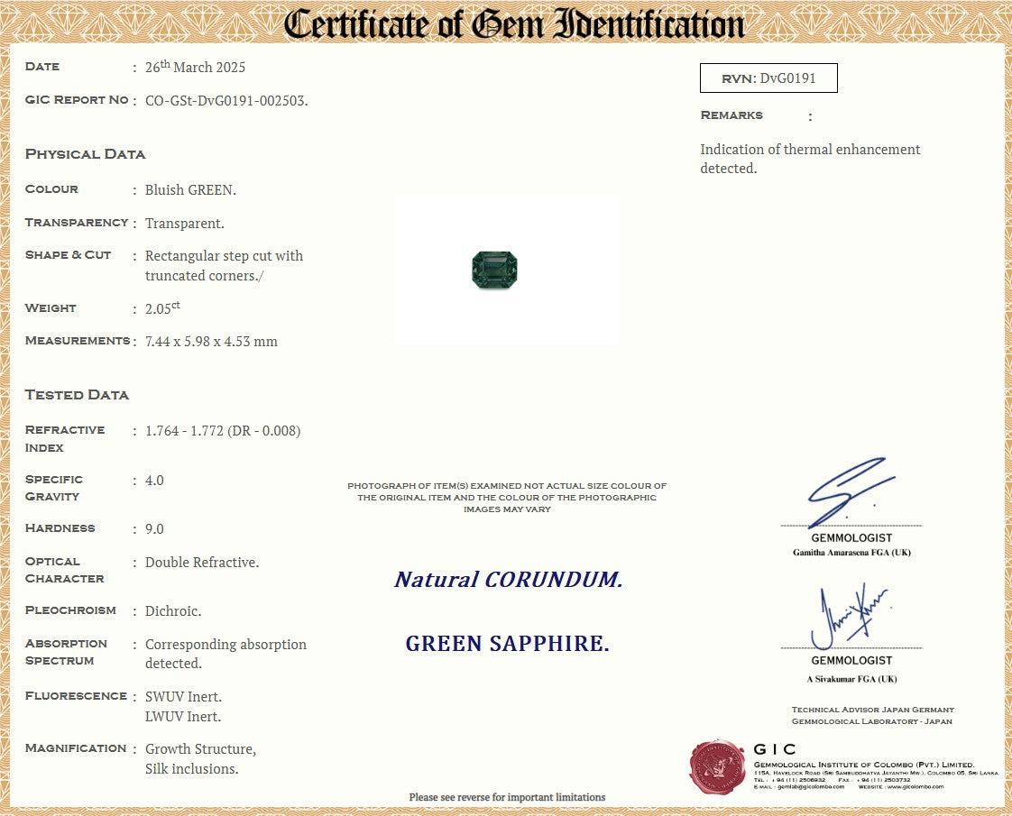 Green Sapphire 2.05ct Octagonal