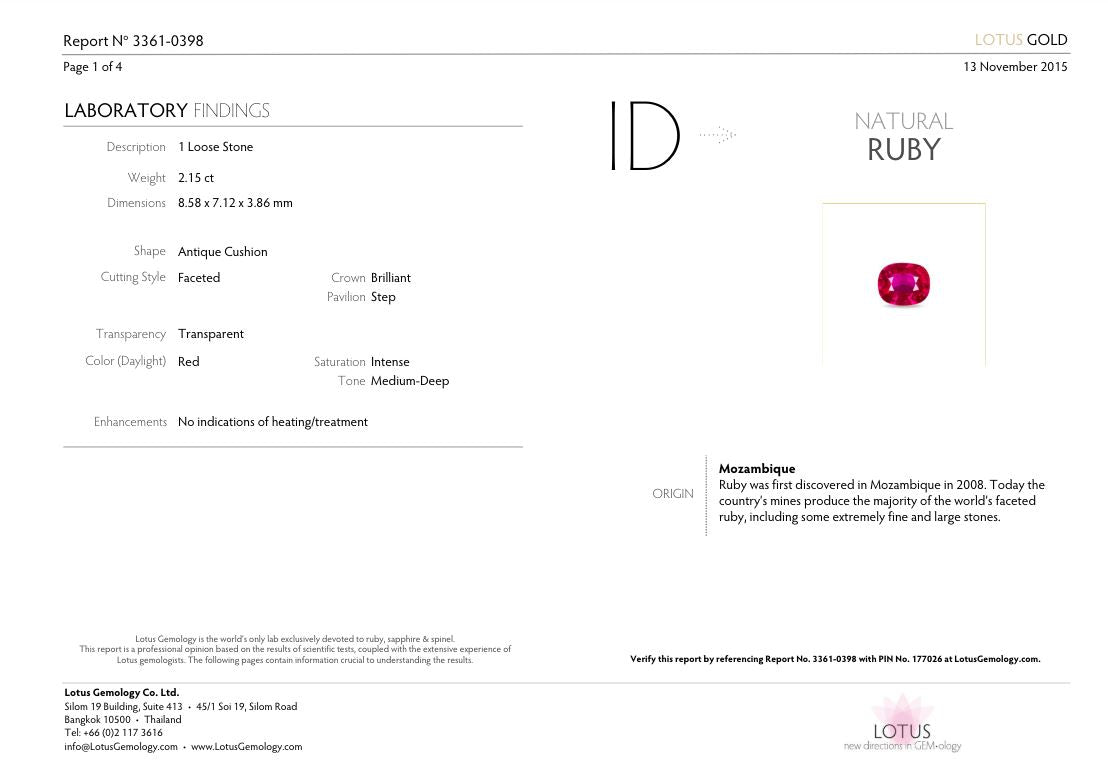 Ruby 2.15ct Cushion