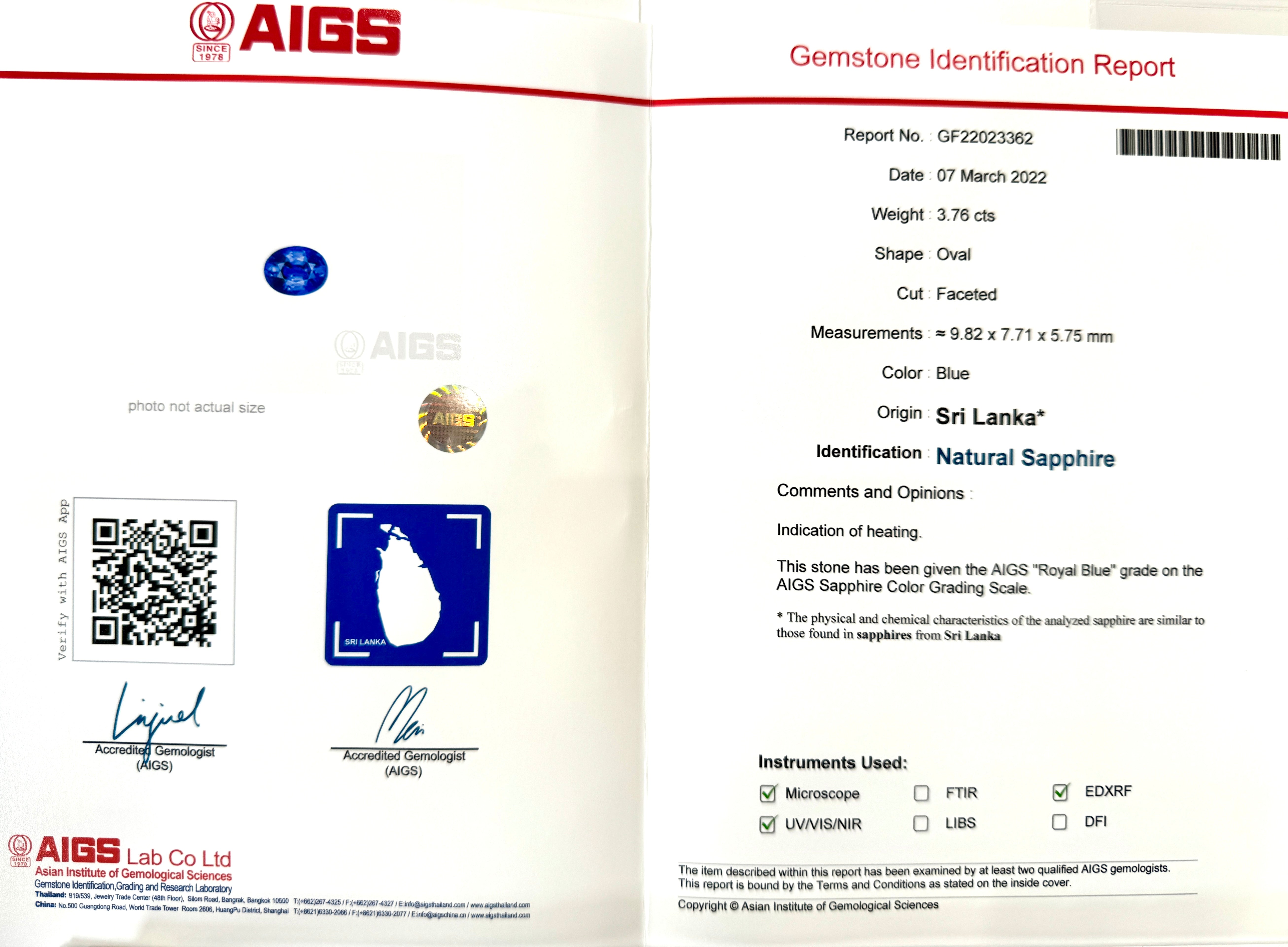 Blue Sapphire 3.76ct Oval