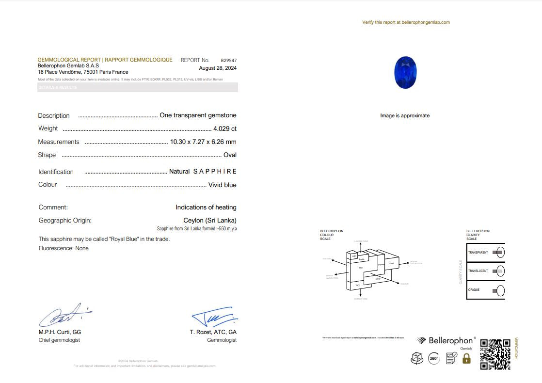 Blue Sapphire 4.029ct Oval