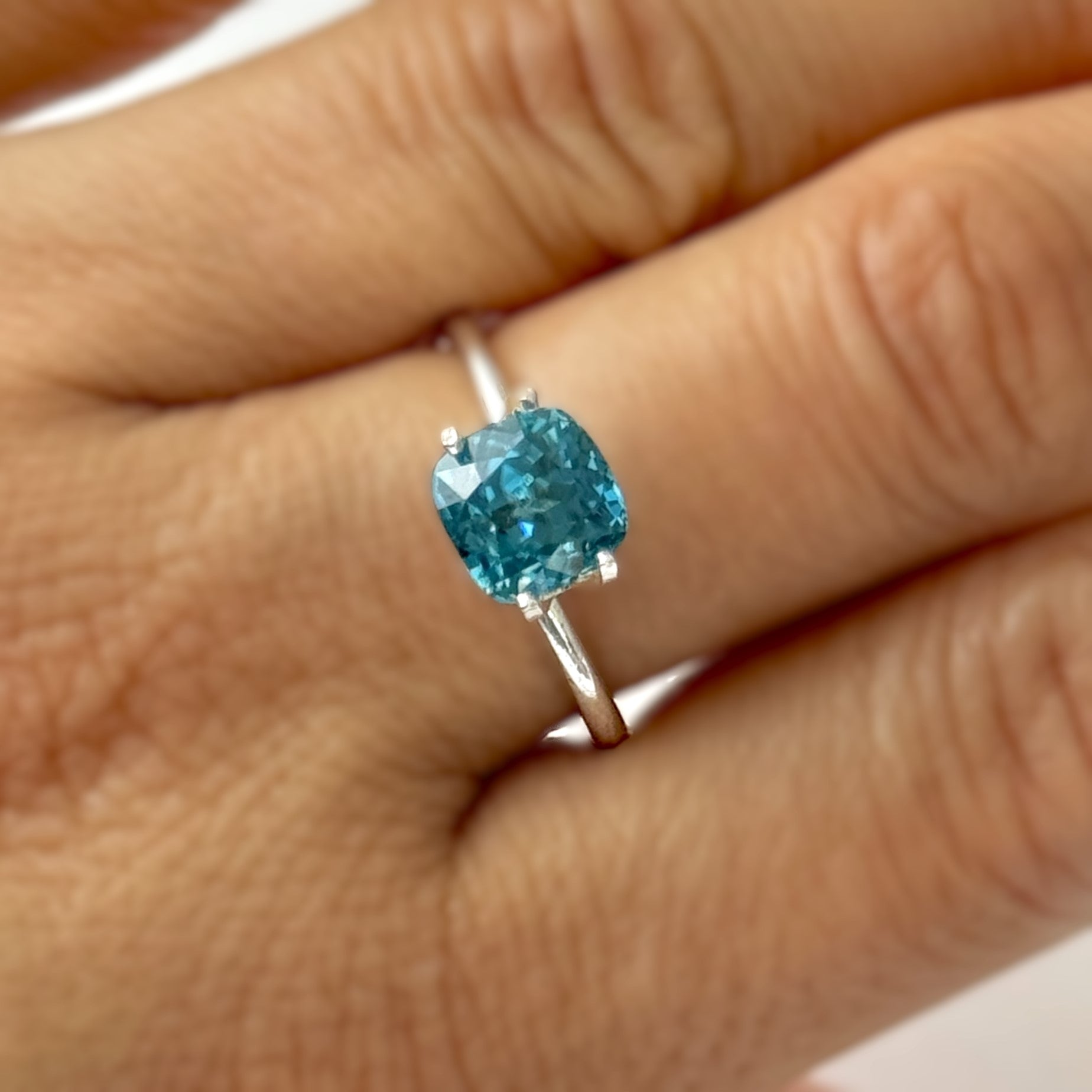 Blue Zircon 3.15ct Cushion
