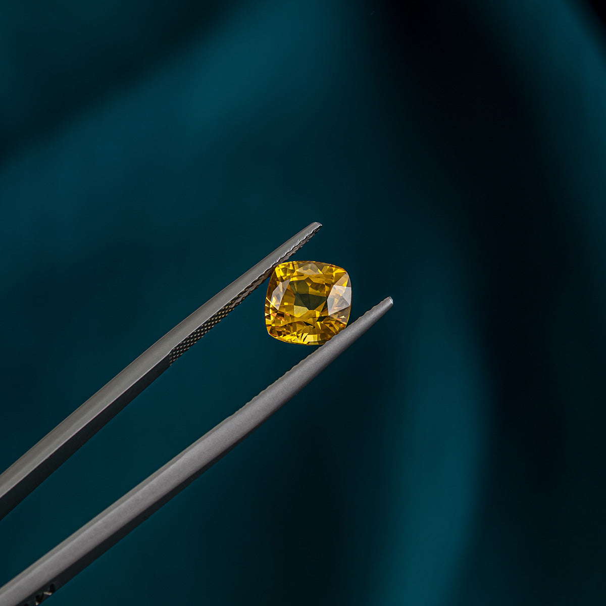 Square Cushion Cut Yellow Sapphire Gemstone