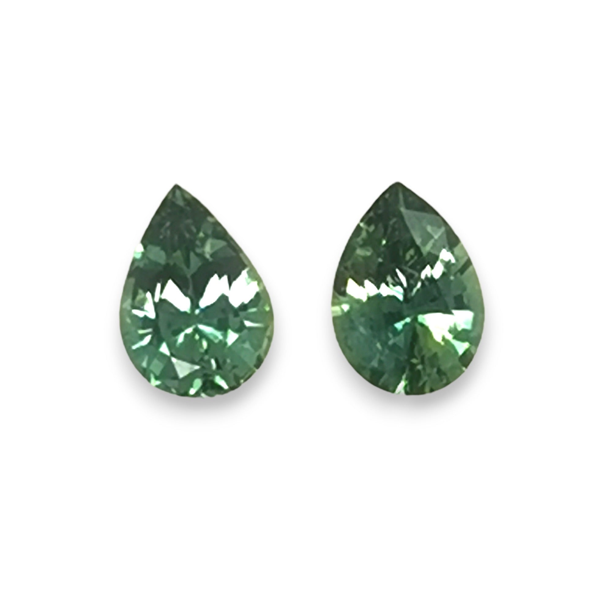 Green Sapphire 1.59ct Pear Pair 2 =