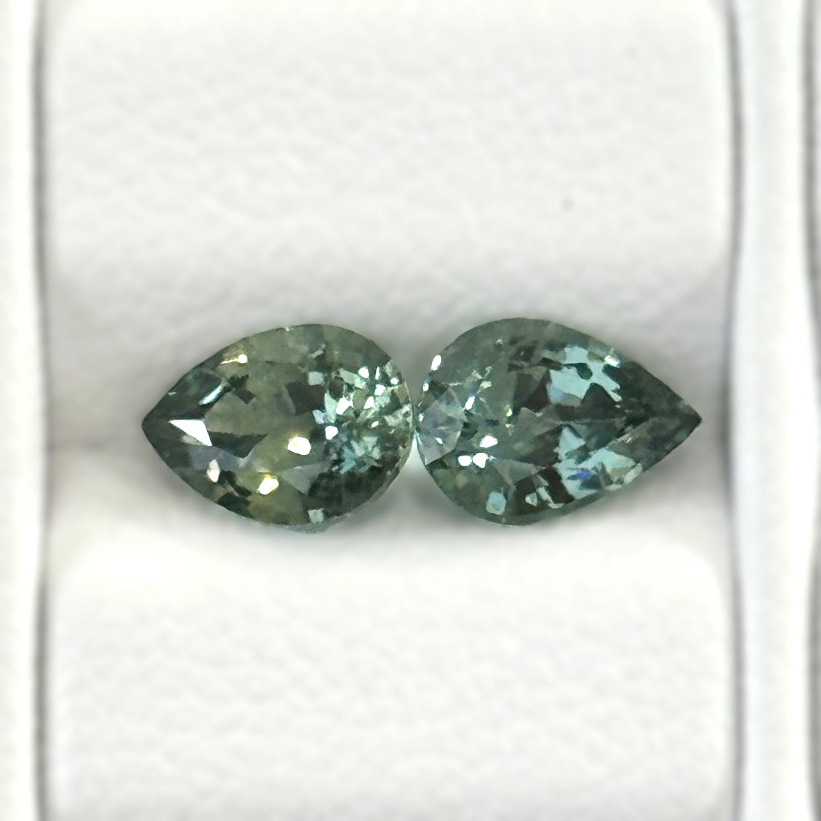 Green Sapphire 1.59ct Pear Pair 2 =