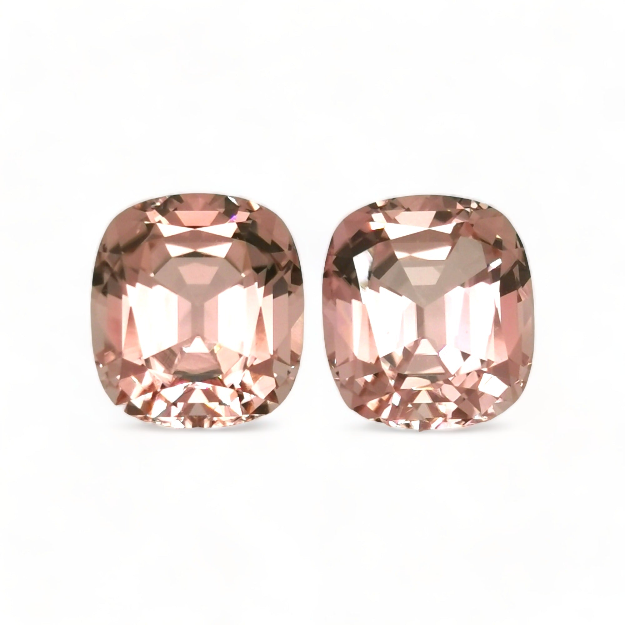 Peach Tourmaline 10.01ct Cushion Pair 2 =